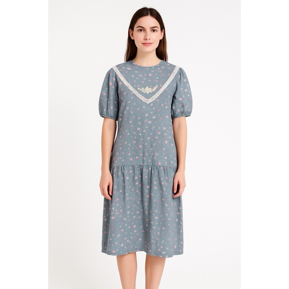 Zoomers x Vintage 80s/90s Cottagecore Floral Prairie Dress
